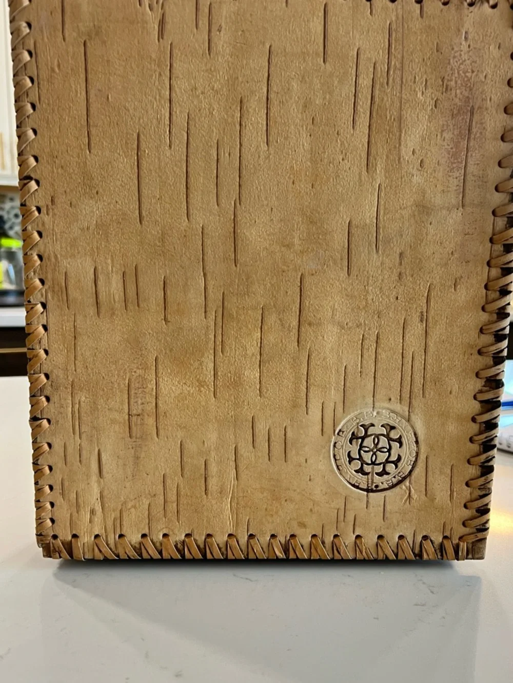 Hand carved Russian Birch Bark Bread Box